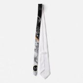 Black White Marble Stone Monogram Stropdas (Achterkant)