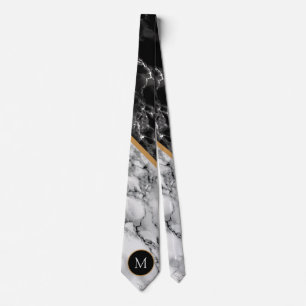 Black White Marble Stropdas - Uw brief - nummer