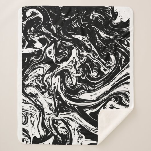 Black & White Marble Style Sherpa Blanket Sherpa Deken (Voorkant)