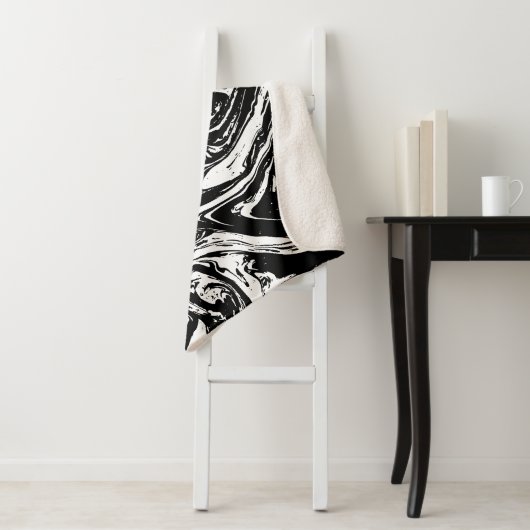 Black & White Marble Style Sherpa Blanket Sherpa Deken (In situ)