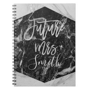 Black White Marble Wedding Planner Future Mrs. Notitieboek
