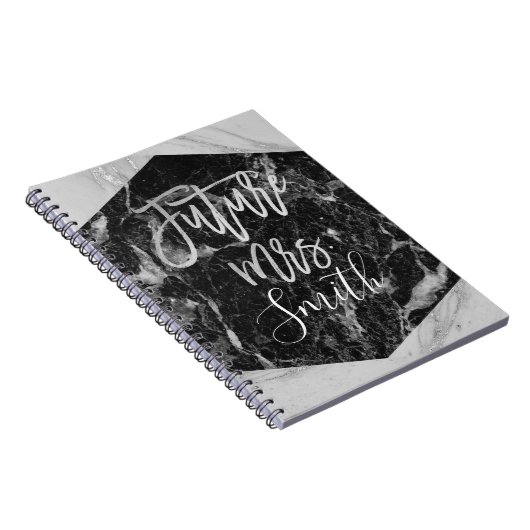 Black White Marble Weddingplanner Future Mrs. Notitieboek (Rechterzijde)