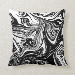 Black White marmer Swirl Elegant Chic Trendy Kussen
