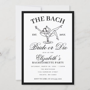 Black White Martini Bruid of Sterf Bachelorette Kaart