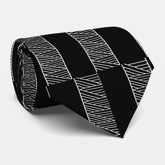Black White Masculine Geometric Mannen Stropdas (Opgerold)