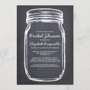 Black & White Mason Jar Bridal Shower-uitnodiginge Kaart