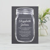 Black White  Mason Jar Wedding Invitations Kaart (Staand voorkant)