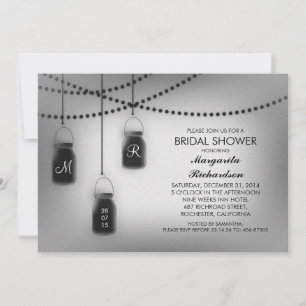Black & White Mason Jars Lights vrijgezellenfeest Kaart