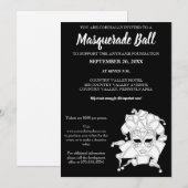 Black & White Masquerade Ball Fundraiser Gala Kaart (Voorkant / Achterkant)