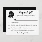 Black & White Masquerade Ball Fundraiser Gala RSVP Kaart (Voorkant / Achterkant)