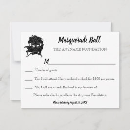 Black & White Masquerade Ball Fundraiser Gala RSVP Kaart