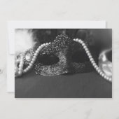 Black & White Masquerade Mask Pearls Wedding Kaart (Achterkant)