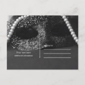 Black & White Masquerade Parels Bewaar de datum Aankondigingskaart (Achterkant)