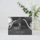 Black & White Masquerade Parels Bewaar de datum Aankondigingskaart (Staand voorkant)