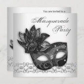 Black White Masquerade Party Uitnodigingen (Voorkant / Achterkant)