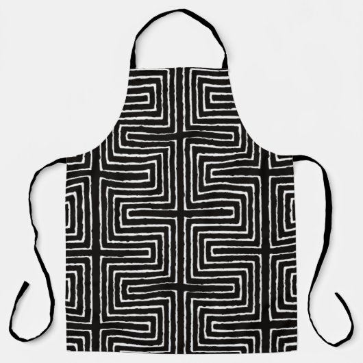 Black White Maze Mud Cloth Tribal Pattern African Schort (Voorkant)