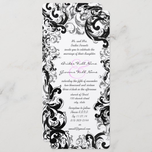 Black White Medieval Renaissance Wedding Kaart (Voorkant / Achterkant)