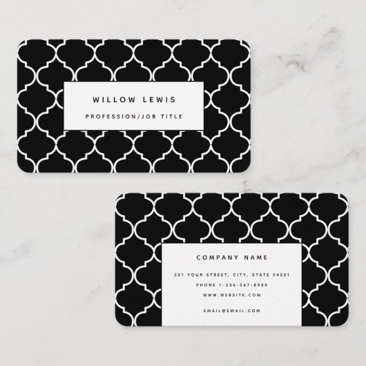 Black & White Mediterranean Moroccan Simple Visitekaartje (Voorkant / Achterkant)