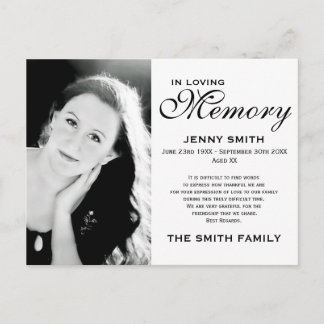 Black & White Memorial Familiebevestiging Briefkaart