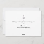 Black White Merry Christmas Tree Holiday Card Feestdagenkaart (Achterkant)