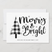 Black White Merry en Bright Photo Holiday Card (Voorkant)