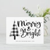 Black White Merry en Bright Photo Holiday Card (Staand voorkant)