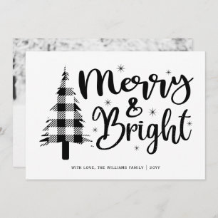 Black White Merry en Bright Photo Holiday Card