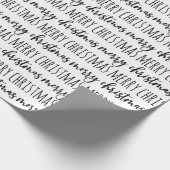 Black White Merry kerst Cadeaupapier (Hoek)