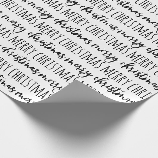 Black White Merry kerst Cadeaupapier (Hoek)
