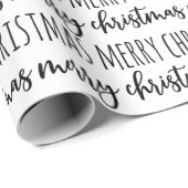 Black White Merry kerst Cadeaupapier (Rol Hoek)