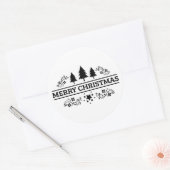 Black White Merry kerst Ronde Sticker (Envelop)