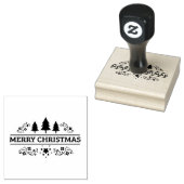 Black White Merry kerst Rubberstempel (Gestempeld)