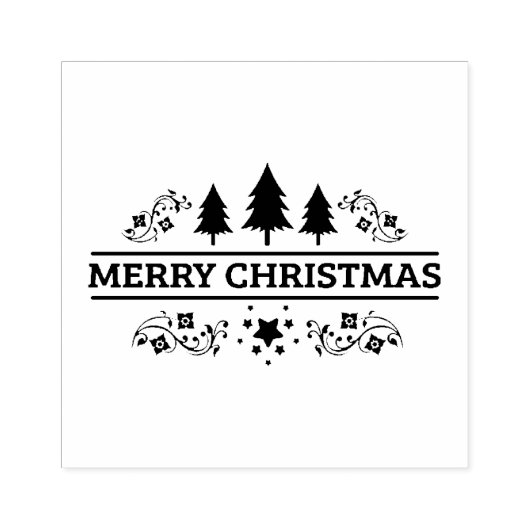 Black White Merry kerst Rubberstempel (Afrduk)