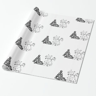 Black White Merry-kerstbomen Quote-cadeautje Cadeaupapier