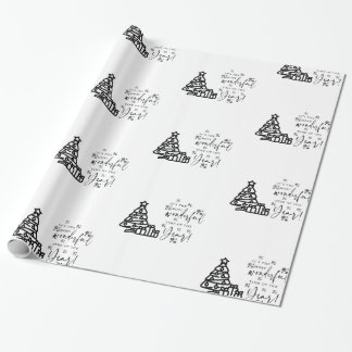 Black White Merry-kerstbomen Quote-cadeautje Cadeaupapier