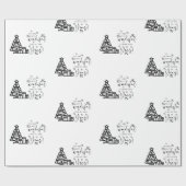 Black White Merry kerstbomen Quote Gift Wrapp Cadeaupapier (Vlak)