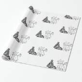 Black White Merry kerstbomen Quote Gift Wrapp Cadeaupapier (Uitgerold)