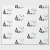 Black White Merry kerstbomen Quote Gift Wrapp Cadeaupapier (Vlak)