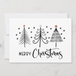 Black White Merry-kerstboom Feestdagenkaart