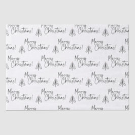 Black White Merry-kerstboom Tissuepapier