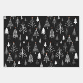 Black White Merry kerstboomnaam ompakken Inpakpapier Vel (Voorkant 3)