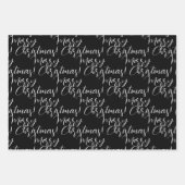 Black White Merry kerstboomnaam ompakken Inpakpapier Vel (Voorkant)