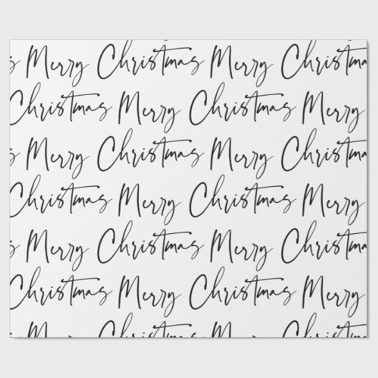 Black White Merry-kerstcadeautje Cadeaupapier (Vlak)