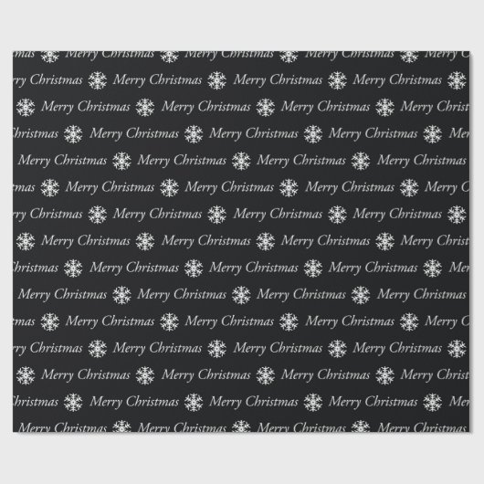 Black White Merry Kerstmis 5 Size-rollen Cadeaupapier (Vlak)