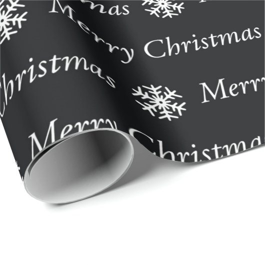 Black White Merry Kerstmis 5 Size-rollen Cadeaupapier (Rol Hoek)