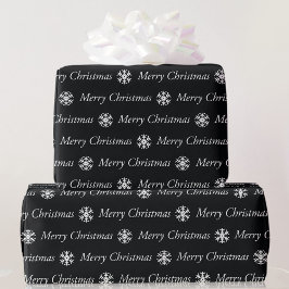 Black White Merry Kerstmis 5 Size-rollen Cadeaupapier