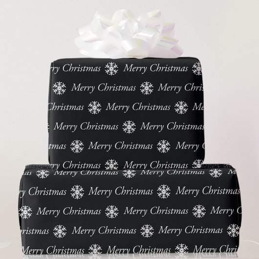Black White Merry Kerstmis 5 Size-rollen Cadeaupapier