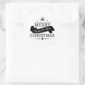 Black White Merry Kerstmis en een gelukkig nieuwja Ronde Sticker (Tas)