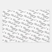 Black White Merry Prettige feestdagen Inpakpapier Vel (Voorkant 3)