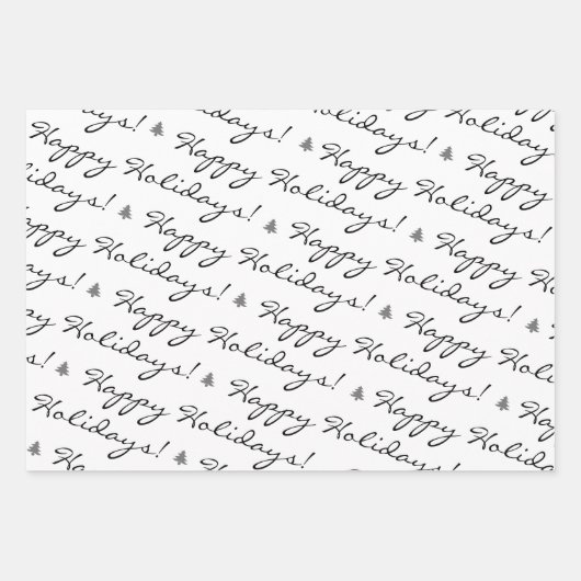 Black White Merry Prettige feestdagen Inpakpapier Vel (Voorkant 3)